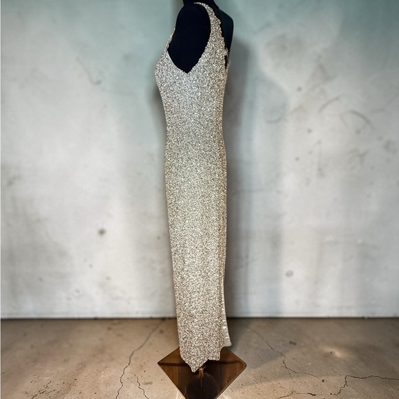 Vintage Scala Silver Hand Beaded 100% Silk Formal Dress Gown - Picture 14 of 16